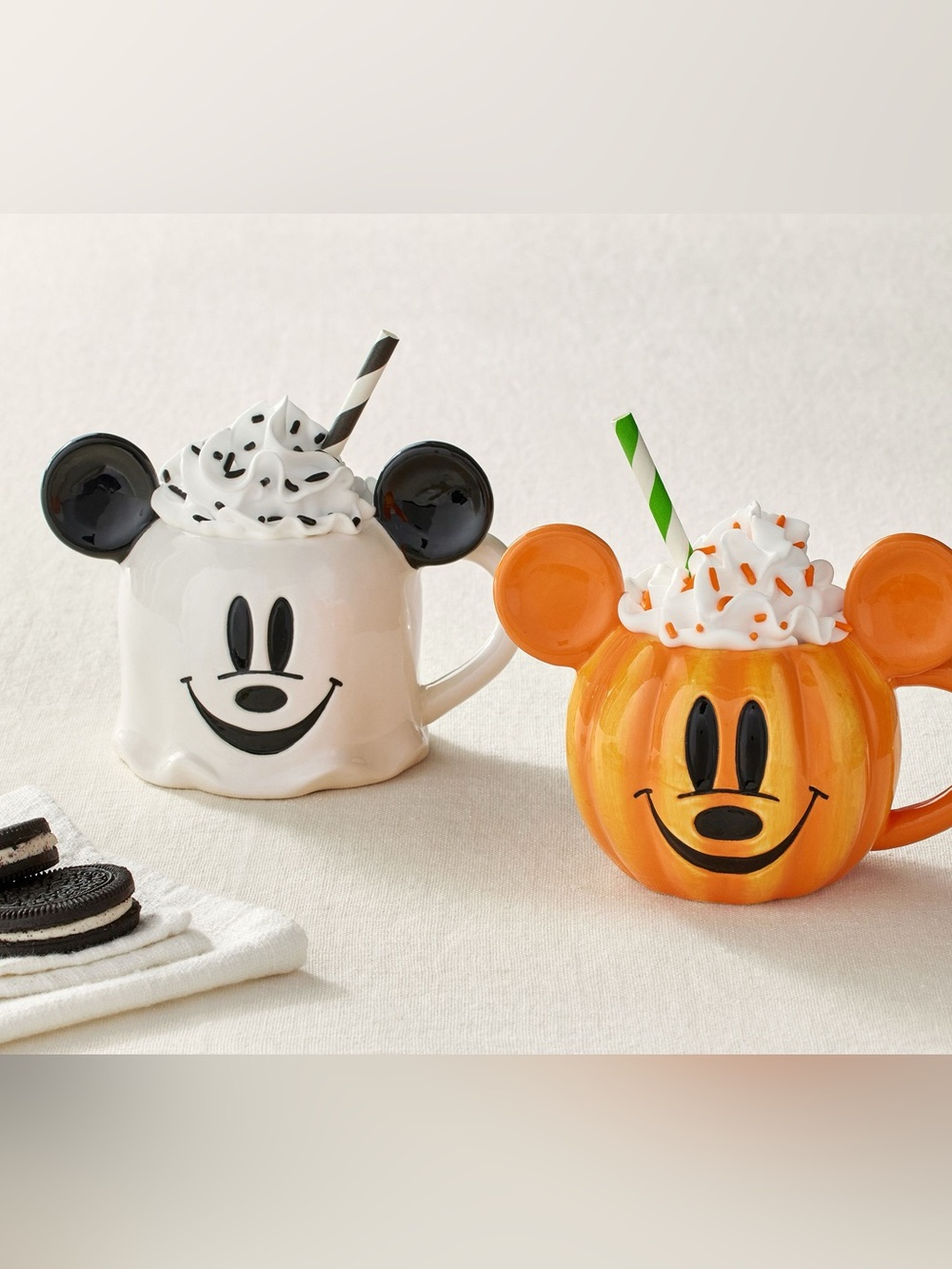 NEW $59 Disney Mickey Mouse Halloween Pumpkin and Ghost Mug Set (box included) 🎃